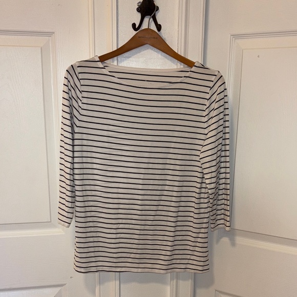 a.new.day large Target stripe 3/4 sleeve stripe T-shirt black and white - Picture 1 of 8